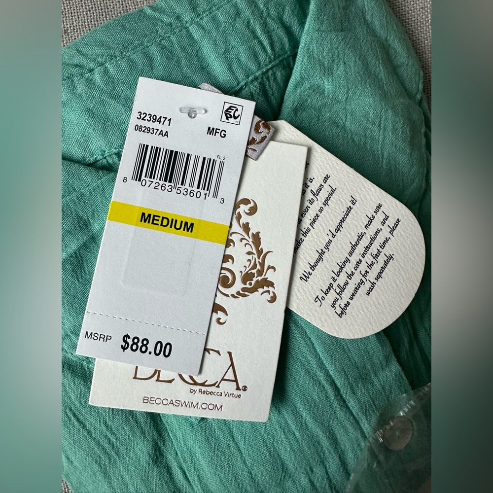 Becca by Rebecca Virtue Women's Plisse Beach Cover Up Shirt Dress - Picture 9 of 13